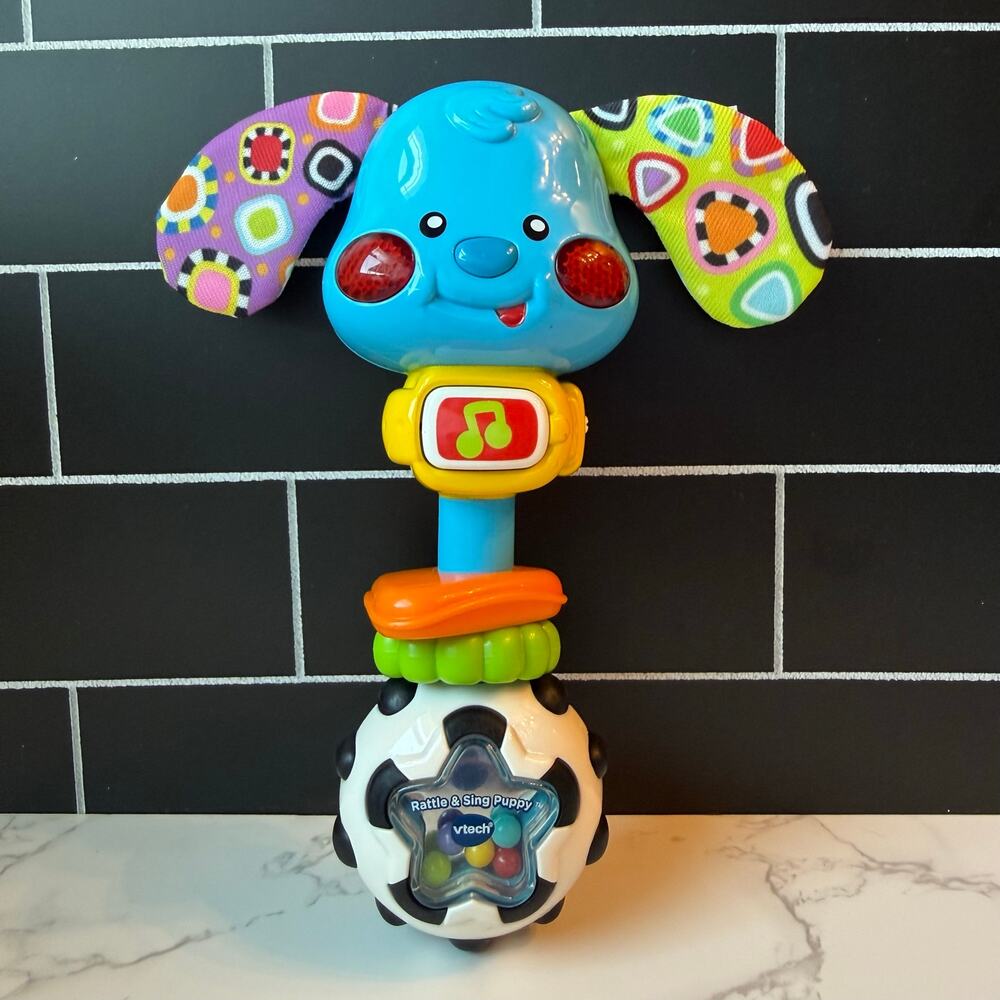 VTech Rattle and Sing Puppy Musical Blue Electronic Baby Toy